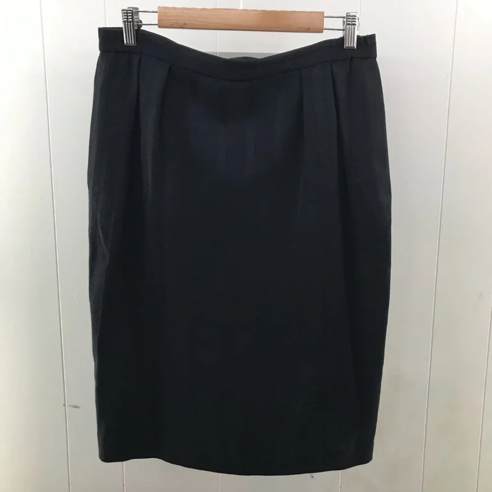 vintage Jones New York wool navy 2 piece skirt suit set size 14 - Picture 5 of 8